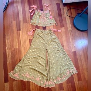 Free People Floral Embroidered Two-Piece Set